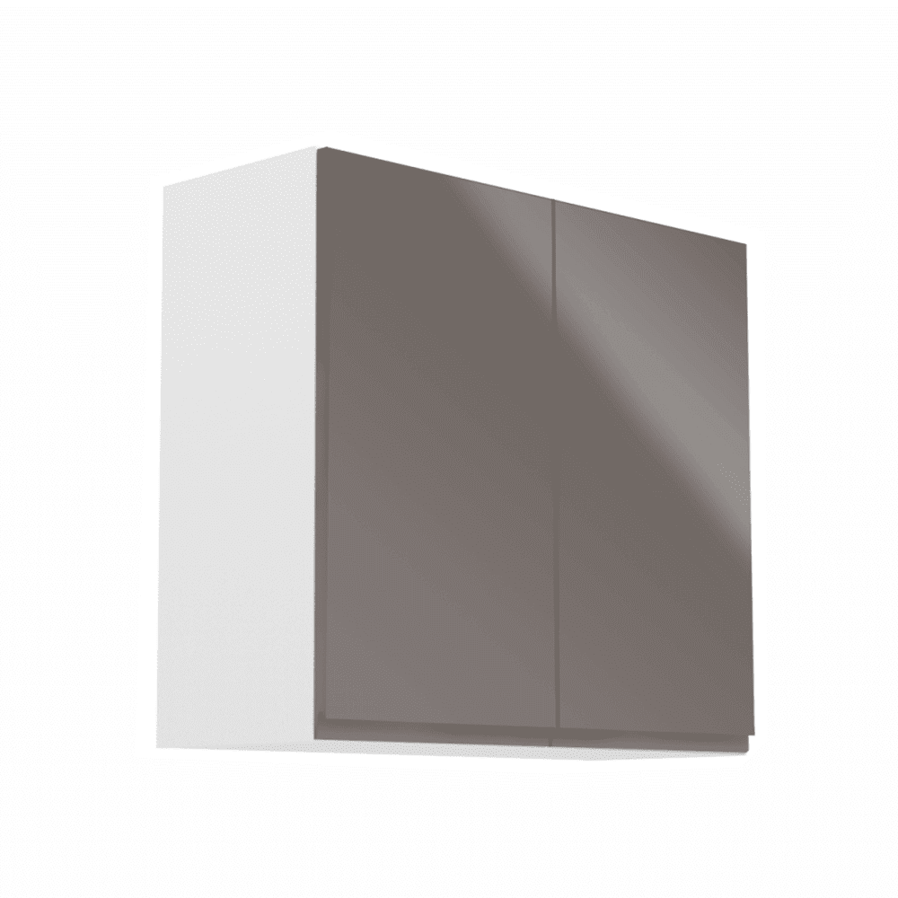 KONDELA Horná skrinka, biela / šedý extra vysoký lesk, AURORA G80